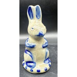 VTG BBP Beaumont Brothers Pottery Blue Salt Glaze Bunny Rabbit Bank Statue 7”
